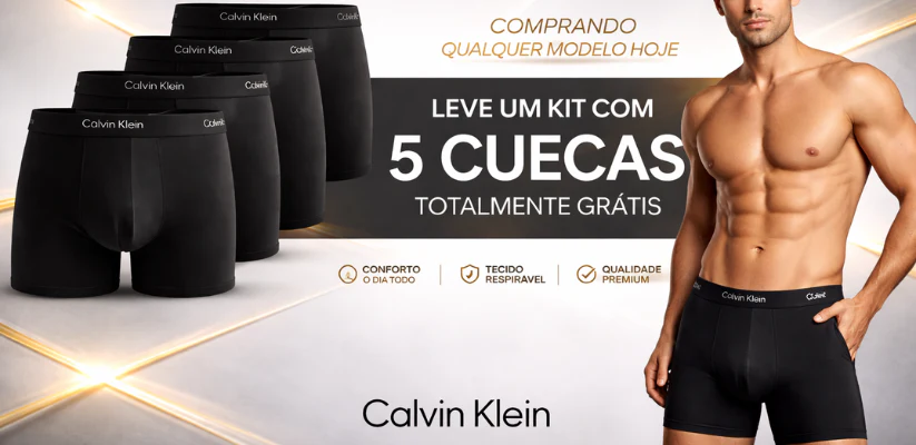 Calvin Klein — Kit 5 Cuecas Grátis